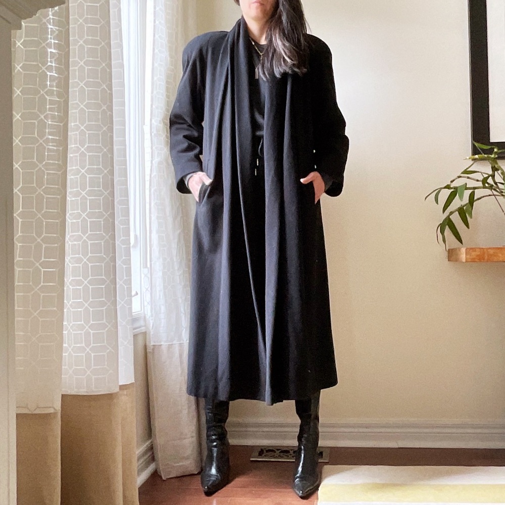 Alan Cherry black cashmere/wool blend long coat